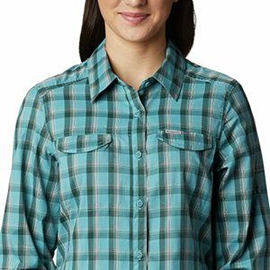 🆕Columbia Women's Silver Ridge Lite Long Sleeve Shirt, Canyon Blue Plaid, Small